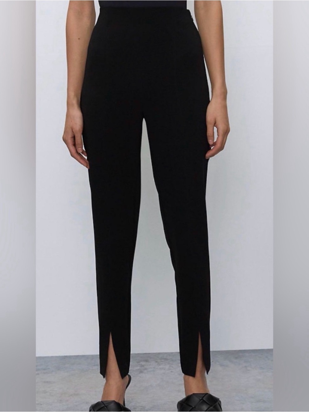 Aritzia Babaton Jotham Black High-Waist Slim Ankle Pants with Front Slits, NWT